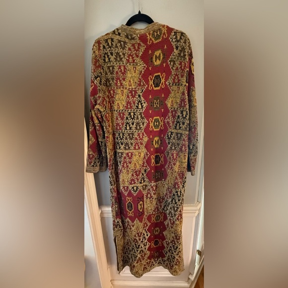 Soft Surroundings Boho Aztec Knit Duster Cardigan Sweater Coat Long Medium - Picture 7 of 7